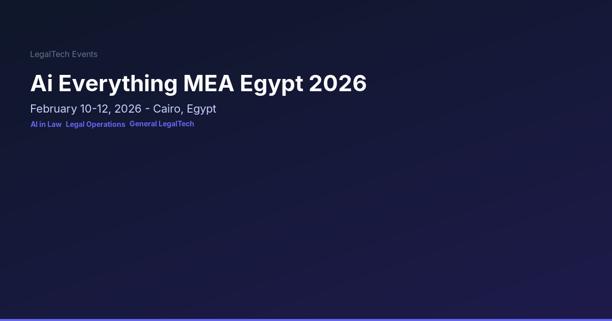 Ai Everything MEA Egypt 2026 | LegalTech Events