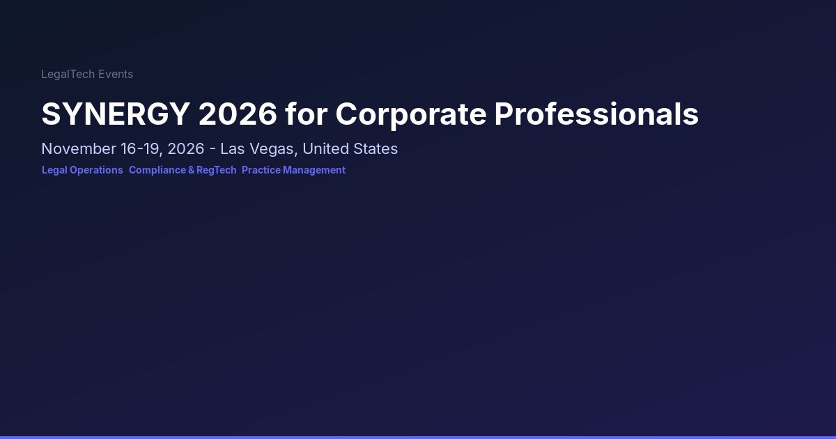 SYNERGY 2026 for Corporate Professionals | LegalTech Events